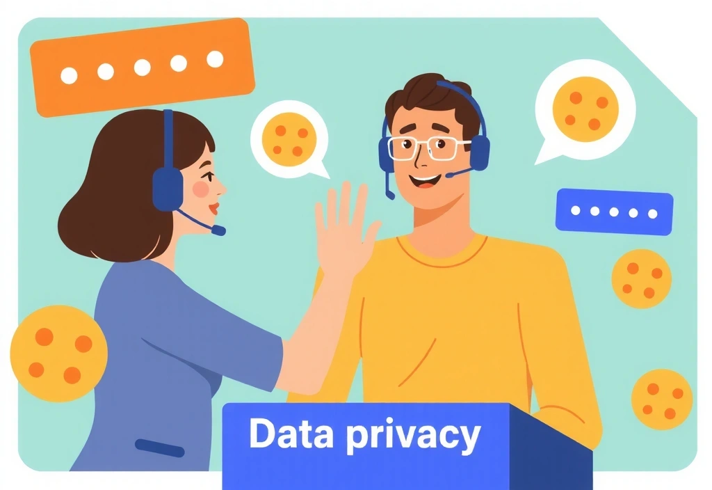 Illustration of a person reaching out to customer support for cookie information