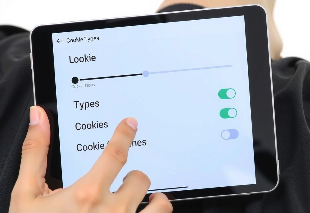 Illustration of a user customizing cookie settings on a device