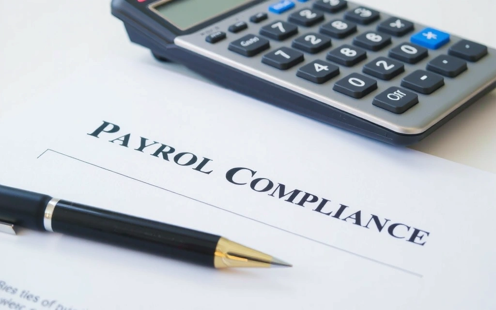 Legal documents and a calculator for compliance